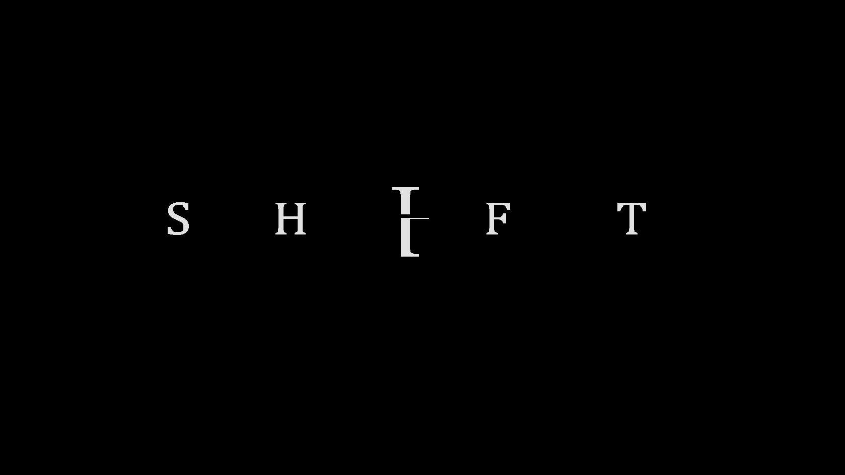 Shift’s silver-on-black lookbook title treatment